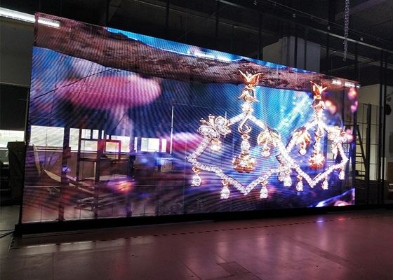 Exposição transparente comercial da cortina do diodo emissor de luz de HD SMD P3.91